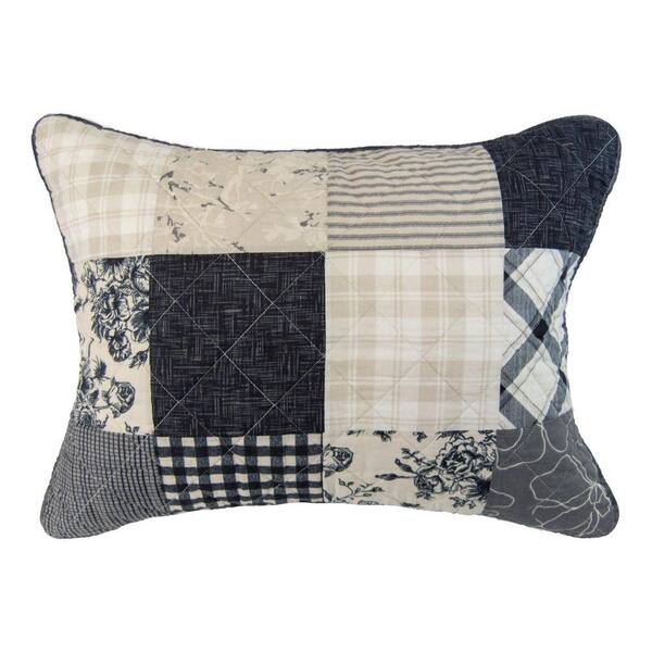 DONNA SHARP Augusta 3-Piece Black and Beige Cotton King Quilt Set