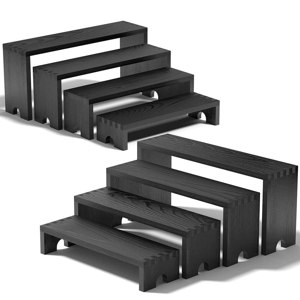 Black 12 in Wooden Tiered Display Decorative Stand -Wooden Cupcake Stand and Dessert Display Set (2-Piece Set) price history on PriceWatchPro