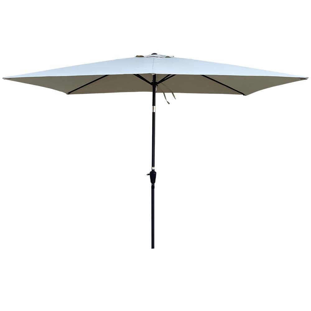 6x9ft Frozen Dew Steel Beach Umbrella, Market Umbrella with Crank&Push Butt