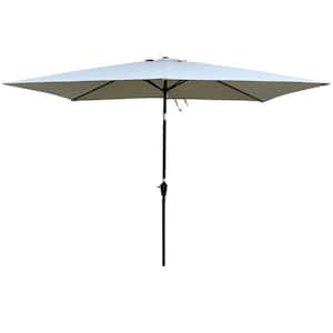 6x9ft Frozen Dew Steel Beach Umbrella, Market Umbrella with Crank&Push Button Tilt for Garden Backyard Pool Market
