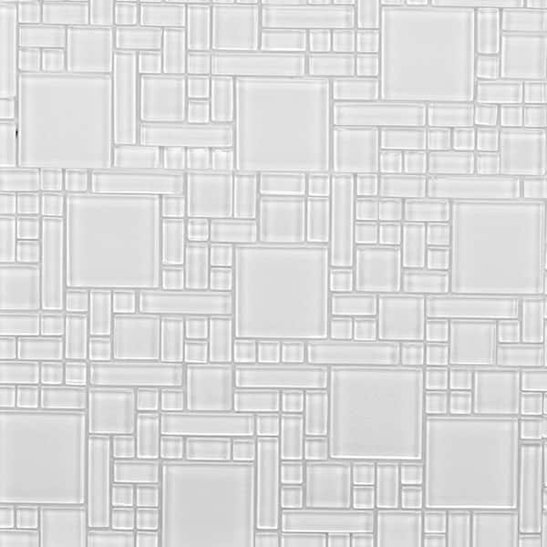 Instant Mosaic Peel and Stick Pure White 12 in. x 12 in. x 6 mm Glass Mosaic Wall Tile