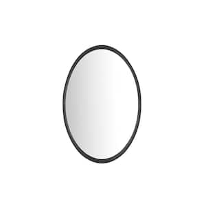 Medium Oval Black Metal Classic Accent Mirror with Deep-Set Frame (30 in. H x 20 in. W)