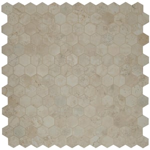 Romagna Almond Hexagon 2 in. x 2 in. Polished Porcelain Stone Look Floor and Wall Tile (8 sq. ft./Case)