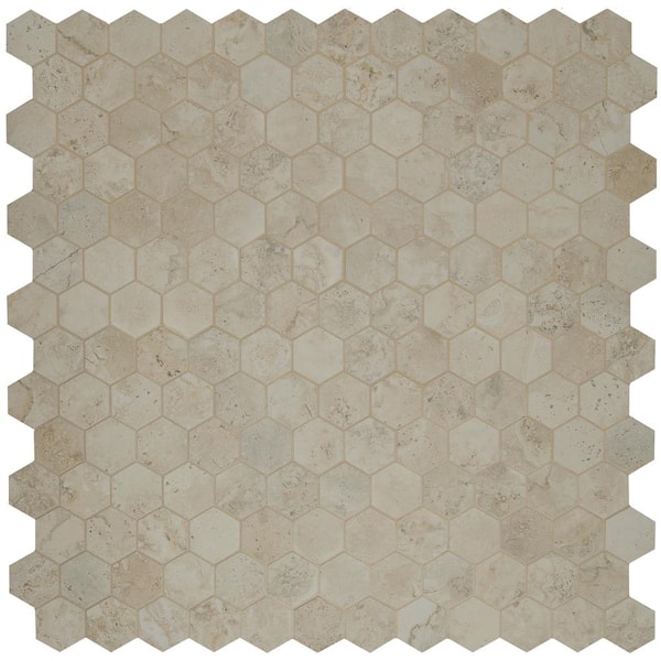 Romagna Almond Hexagon 2 in. x 2 in. Polished Porcelain Stone Look Floor and Wall Tile (8 sq. ft./Case)
