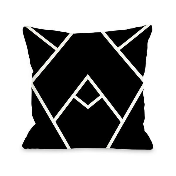 Unbranded Mountain Peaks Black and White Graphic Polyester 16 in. x 16 in. Throw Pillow