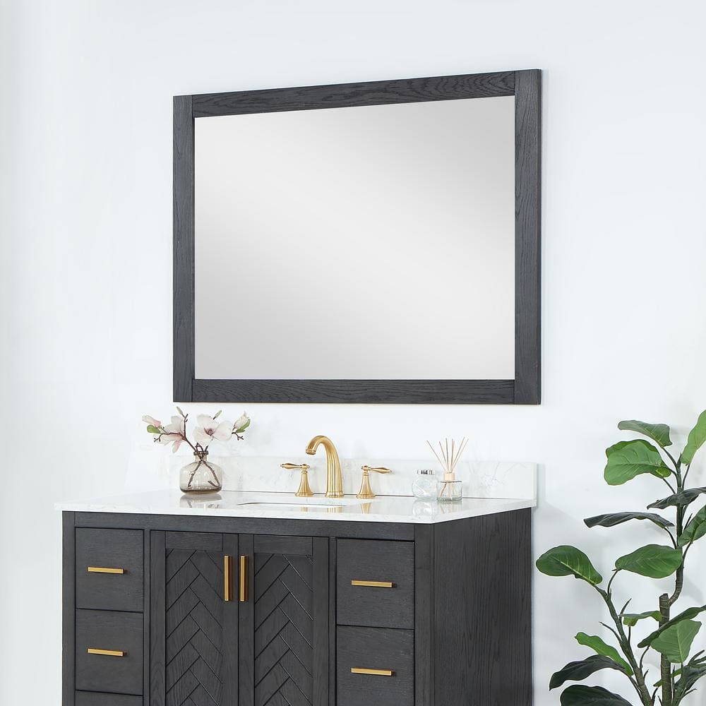 Ivy 48" Rectangular Dark Wood Bathroom Wall Mirror