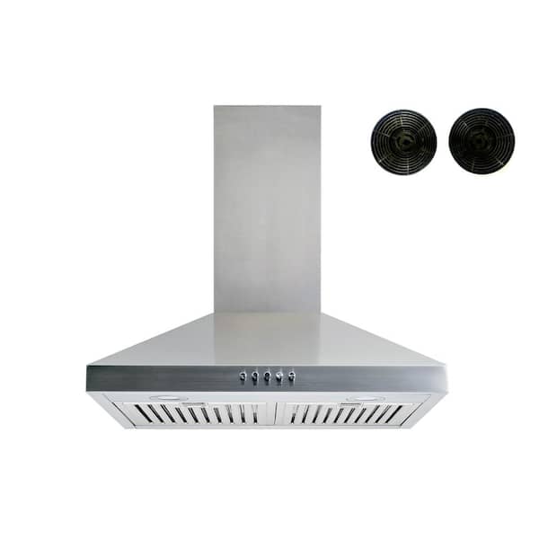Winflo 30 in. Convertible Wall Mount Range Hood in Stainless Steel with Baffle and Charcoal Filters