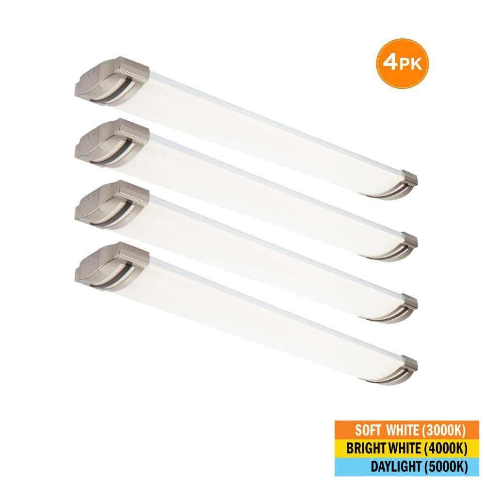4-Pack 46 in. x 7.5 in. LED Flush Mount Ceiling Light Brushed Nickel End Caps Black Trim 5200LM 72W 3000K 4000K 5000K price history on PriceWatchPro