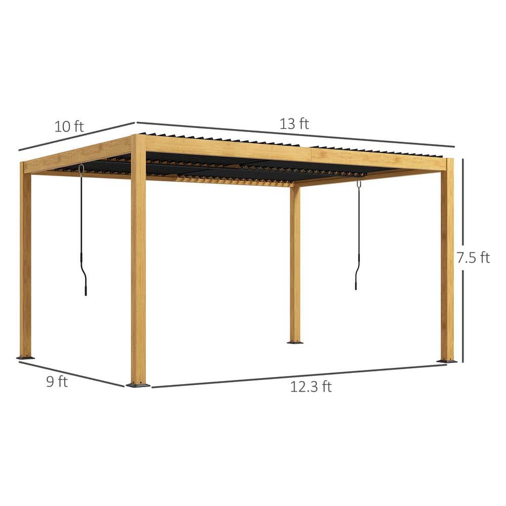 13 Ft. W x 10 Ft. D Aluminum Pergola with Adjustable Canopy