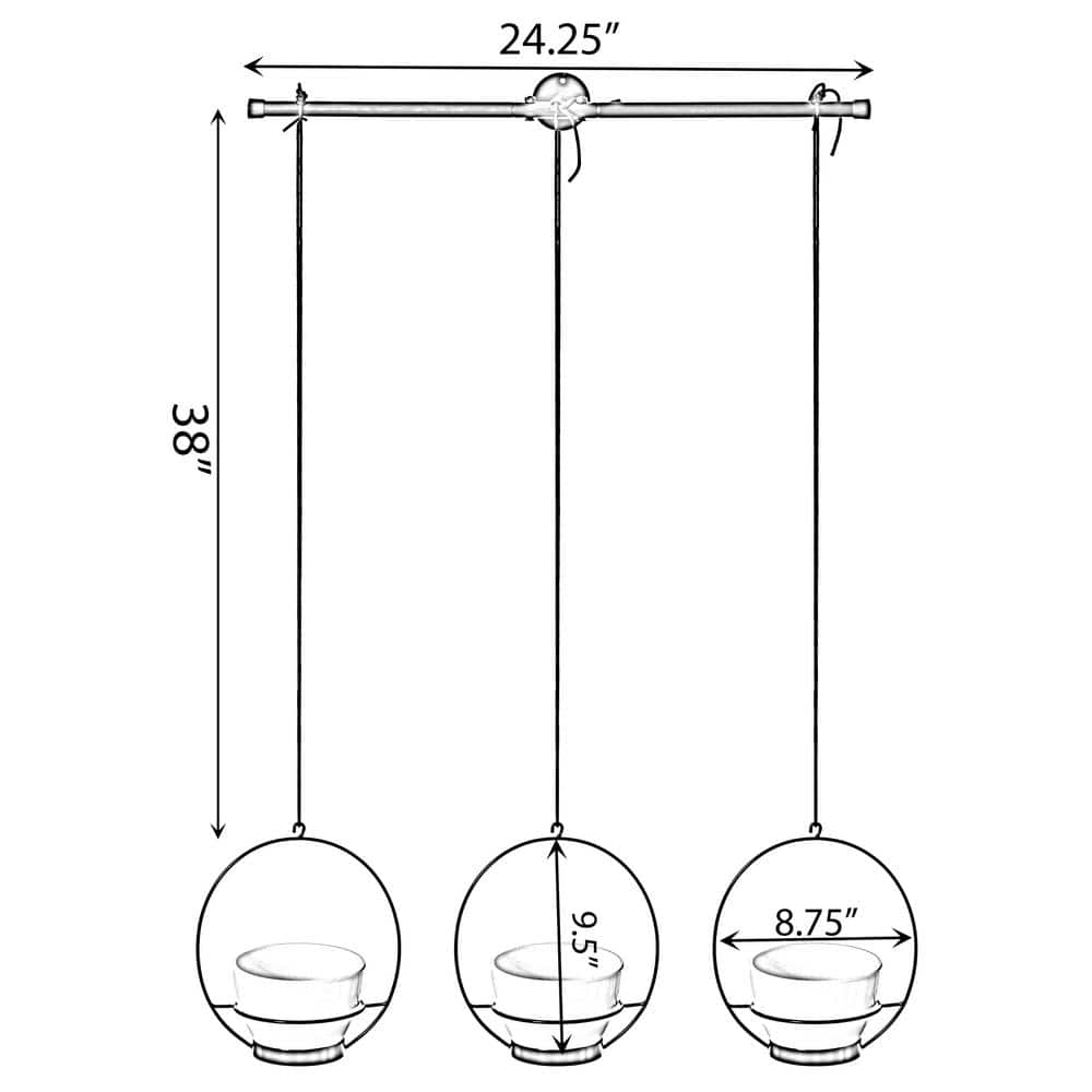 Sleek Dual-Tone Metal Hanging Planter, White and Black, 53"