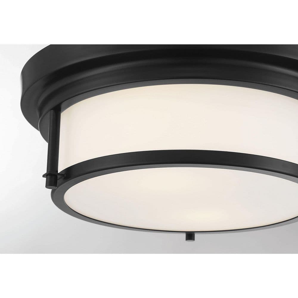 Matte Black Nickel-Accented 2-Light Flush Mount Ceiling Fixture