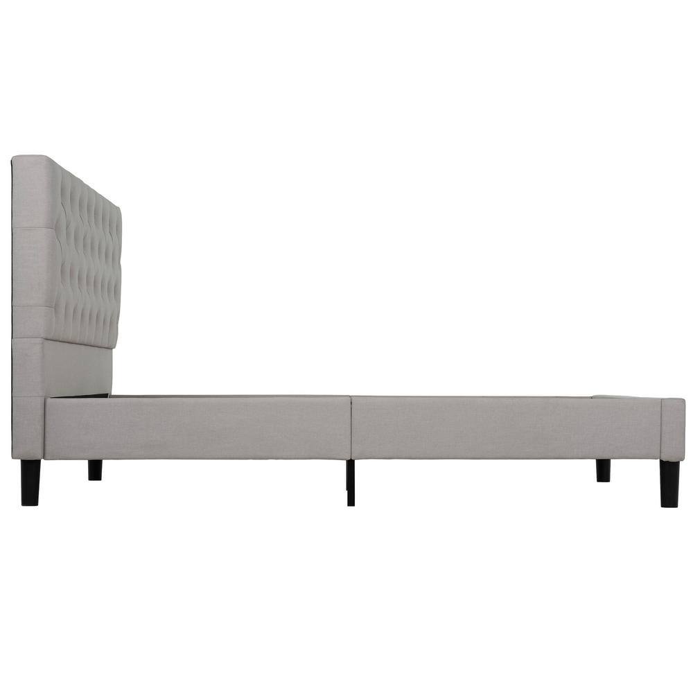 Ellie Queen-Size Gray Linen Tufted Upholstered Bed Frame