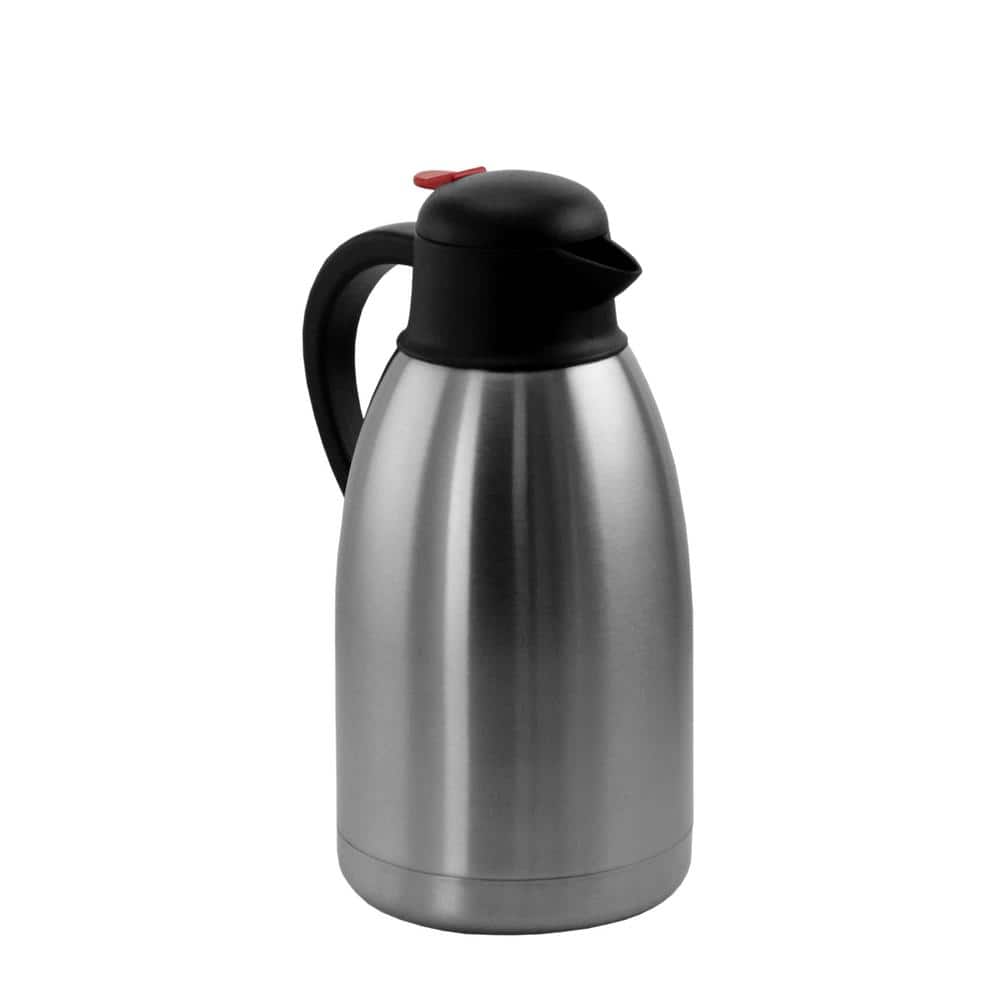 Cooker Insulated Stainless Steel Coffee Carafe, 68 oz/2L Double Wall Hot Beverage Dispenser, Double Insulated Thermos and Water Dispenser (Black)