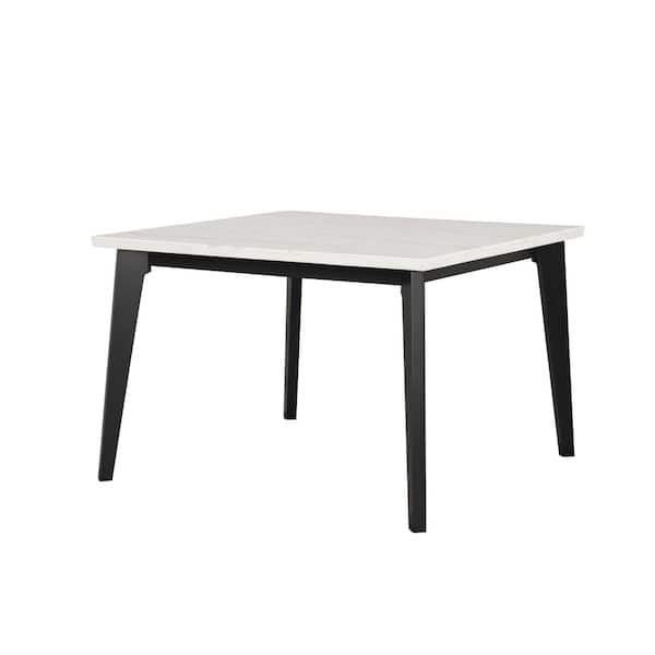 Mendy Modern White Square Marble Top 54 in. 4 Leg Counter Height Dining Table Seats-4