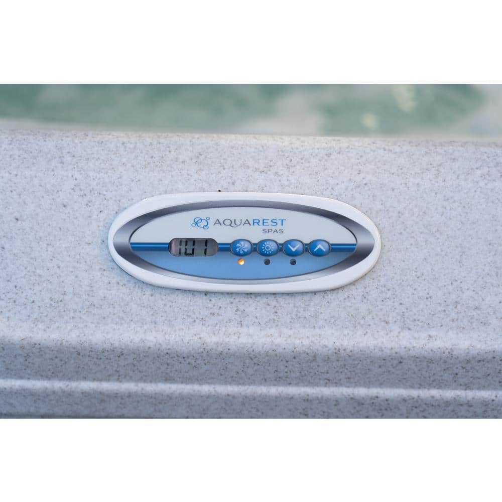 Whitestone and Black Onyx 6-Person Square Hot Tub with Jets
