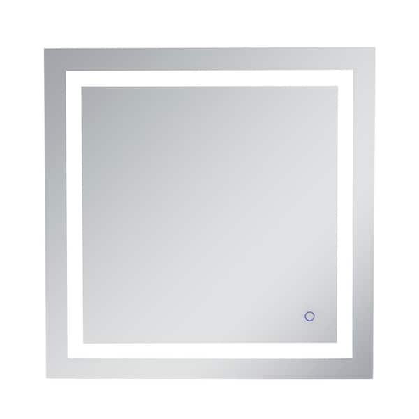 Unbranded Timeless Home 30 in. W x 30 in. H Rectangle Frameless Silver LED Mirror