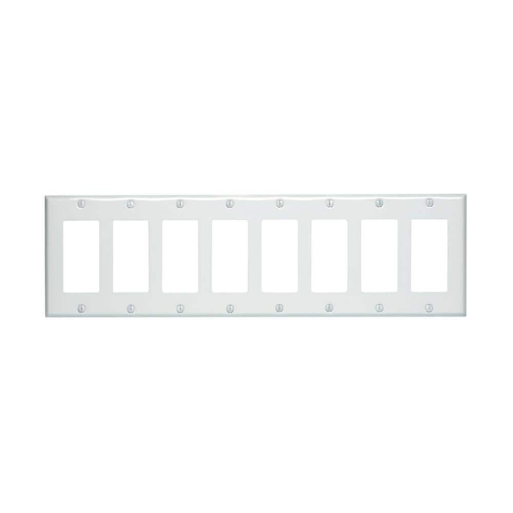 Leviton White 8-Gang Decorator/Rocker Wall Plate (1-Pack) 80408-W - The  Home Depot