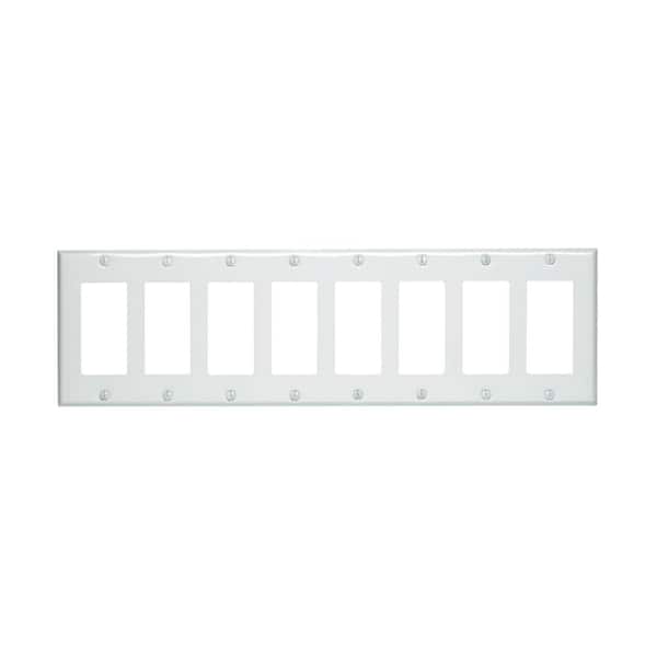 Leviton White 8-Gang Decorator/Rocker Wall Plate (1-Pack)