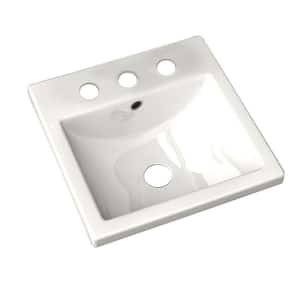 Studio Carre Countertop Bathroom Sink with 8 in. Faucet Holes in White