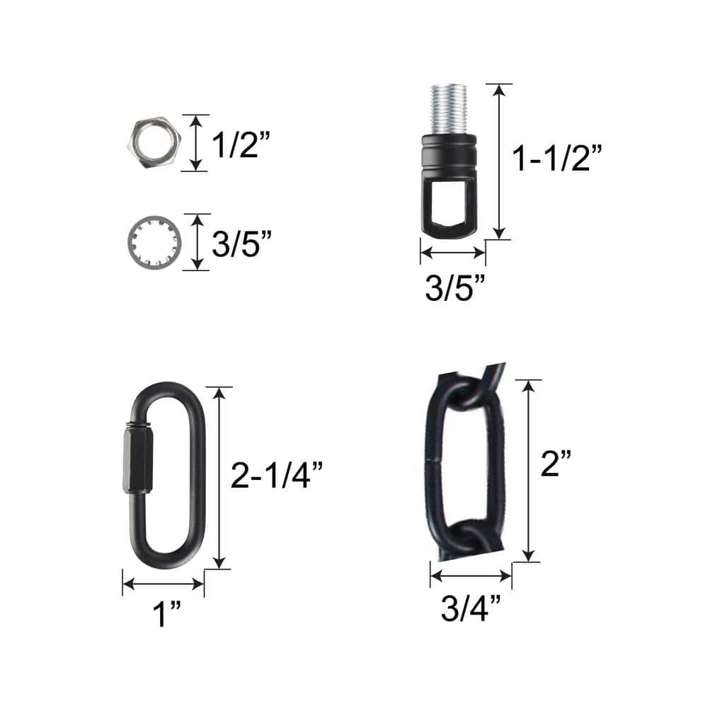 Matte Black Alloy Steel 1 ft Heavy Duty Chain for Hanging Lighting Fixtures