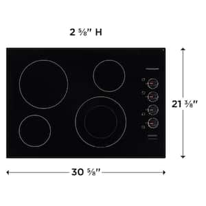 30 in. Electric Cooktop in Black with 4 Burner Elements, including Quick Boil Burner & Ceramic Glass Surface