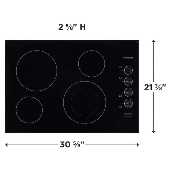 30 in. Electric Cooktop in Black with 4 Burner Elements, including Quick Boil Burner & Ceramic Glass Surface