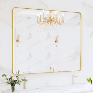 48 in. W x 40 in. H Rectangular Framed Wall Mounted Bathroom Vanity Mirror in Brushed Gold