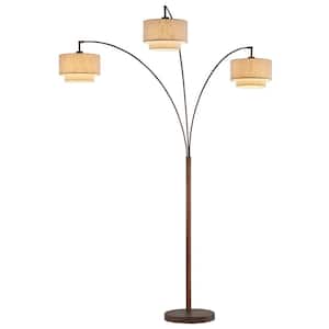 Lumiere III 80 in. Antique Bronze LED Arc Floor Lamp/Double Shade
