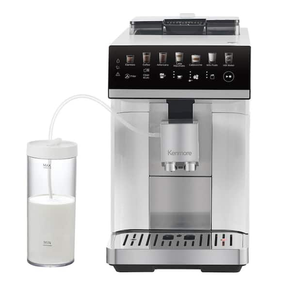 7 Cup Automatic White/Silver Espresso Machine with Dual Cream System, Touchscreen