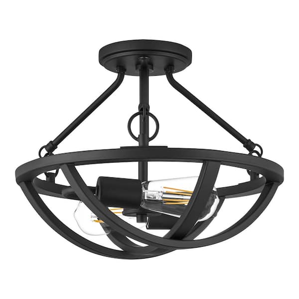 Moritz 14 in. 2-Light Matte Black Flush Mount