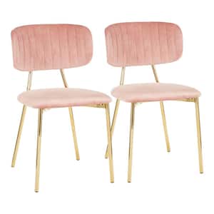 Bouton Gold and Pink Velvet Dining Chair (Set of 2)