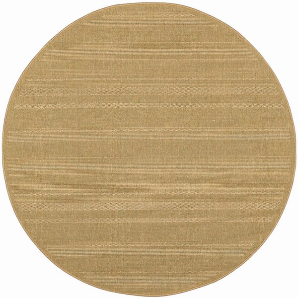 Beige 8 ft. x 8 ft. Loomed Polypropylene Round Indoor/Outdoor Area Rug