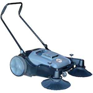 Commercial 38 in. Walk Behind Push Sweeper with Triple Power Brooms Floor Cleaning of Dust Litter Grass
