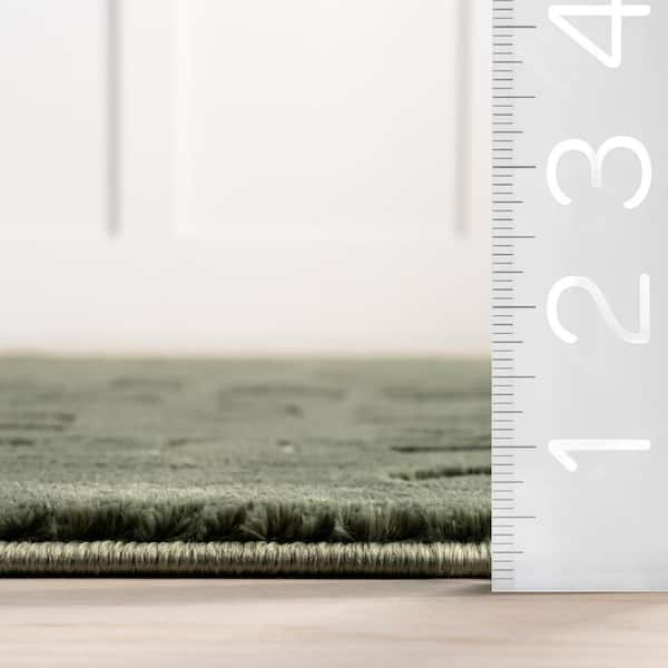 2 ft. 8 in. x 8 ft. Forest Green Belen Modern Abstract Runner Rug