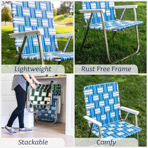 Durable Surfside Aluminum Lightweight Stackable Folding Lawn Chair