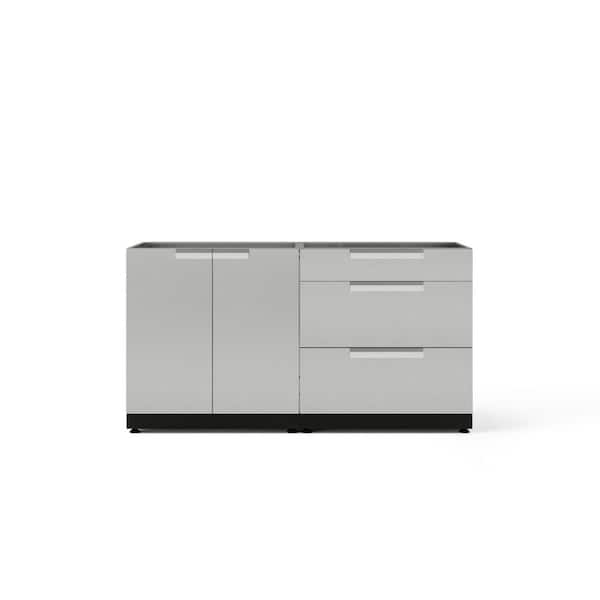 Outdoor Kitchen Stainless Steel 64 in. W x 36.5 in. H x 24 in. D 2-Piece Cabinet Set without Countertop