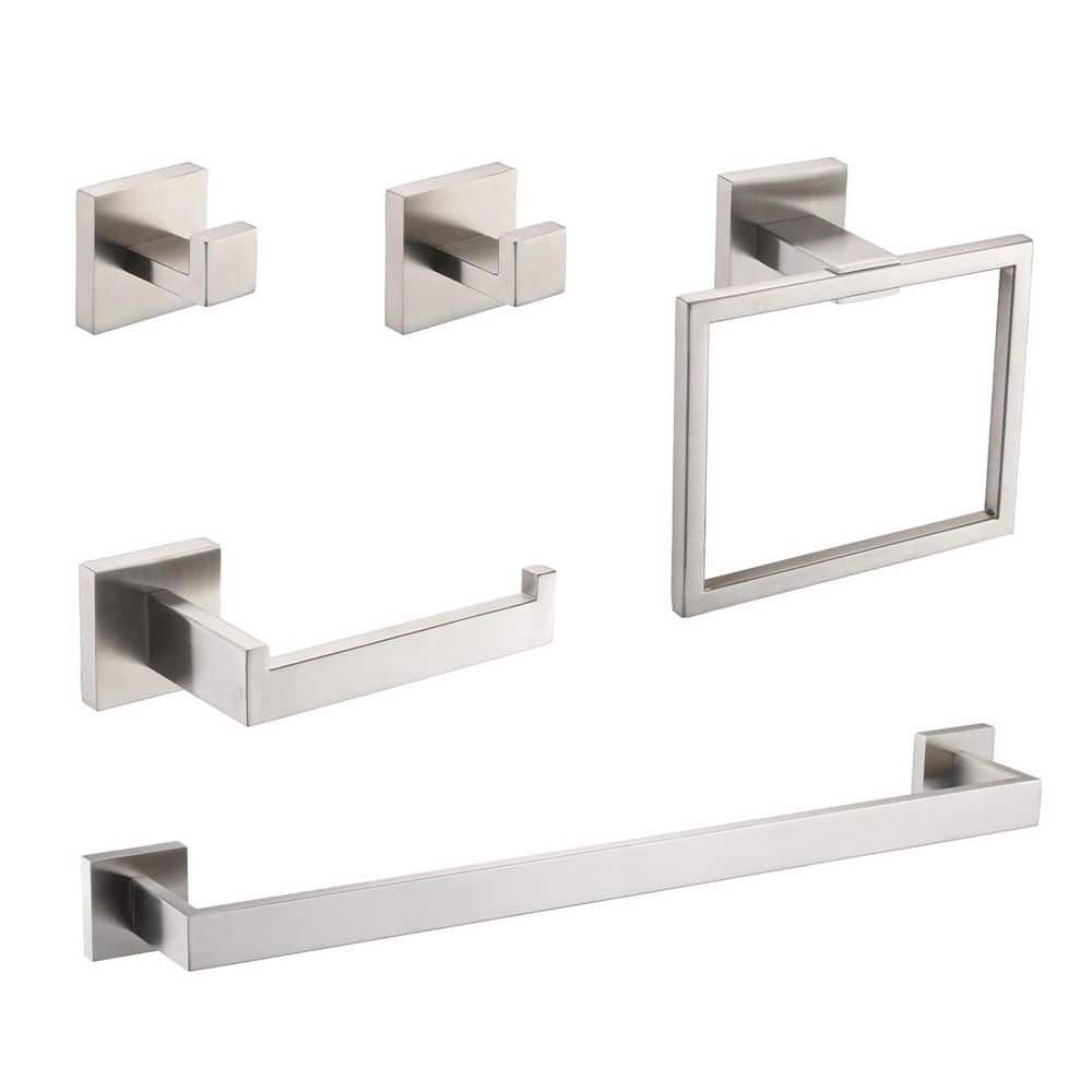5-Piece Stainless Steel Bath Hardware Set with Mounting Hardware in Brushed Nickel price history on PriceWatchPro