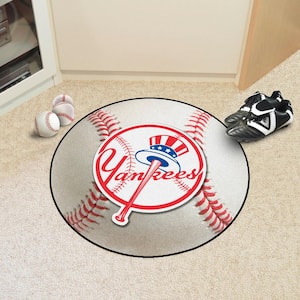 New York Yankees White 2.25 ft. Round Baseball Area Rug