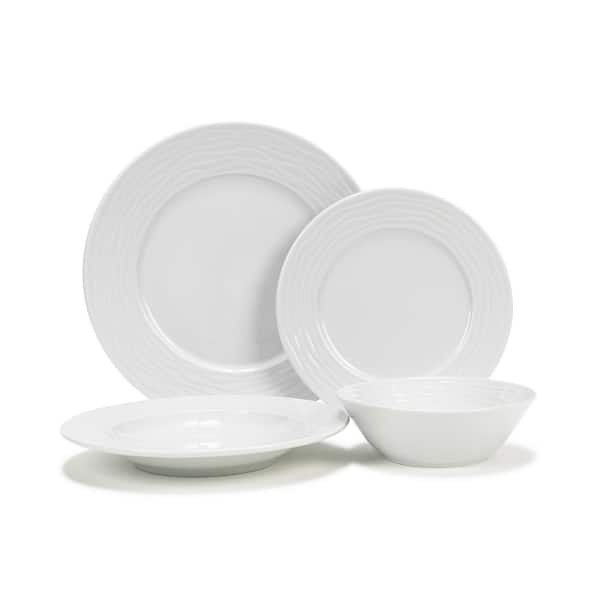 Unbranded French Home, White Wave, Porcelain 16-Piece Dinnerware Set
