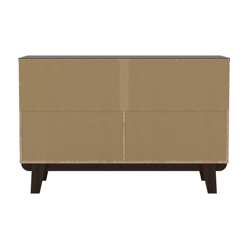 Matte Black Mid-Century Modern 6-Drawer Wood Dresser