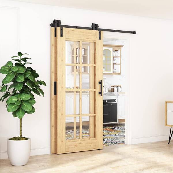 thumbnail image 2 of 4-20FT Bypass Sliding Barn Door Hardware Kit For Double Door Closet Track Roller 2 of 9