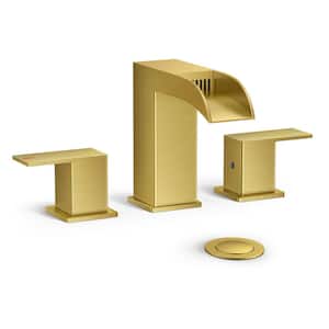 8 in. Widespread Double Handle Bathroom Faucet in Gold