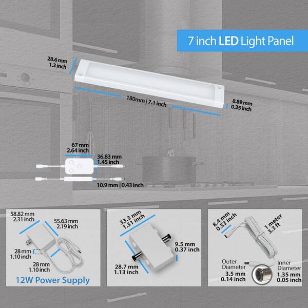 Eshine 3 Pack 7 inch White Smart Dimmable Under Cabinet Lighting Kit Works with Alexa, Google - Cool White (6000K)