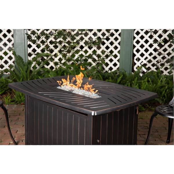 Bravos 48 in. x 24 in. Rectangle Aluminum LPG Fire Pit Table in Antique Bronze