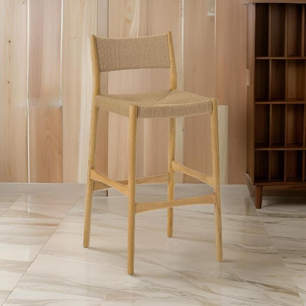 36 in. Brown Low Back Wood Bar Stool