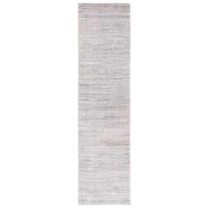 Carnegie Ivory/Gray 2 ft. x 8 ft. Distressed Striped Runner Rug