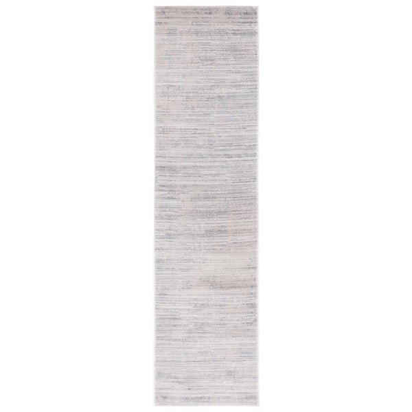 SAFAVIEH Carnegie Ivory/Gray 2 ft. x 8 ft. Distressed Striped Runner Rug