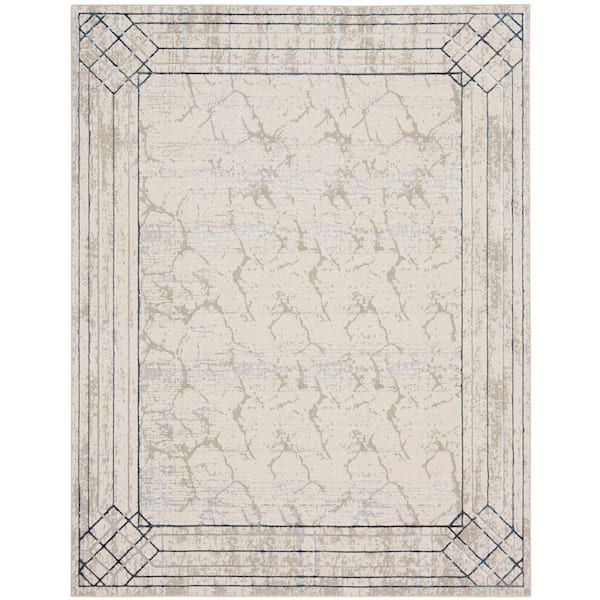 Nourison Glam Ivory/Taupe 8 ft. x 10 ft. Abstract Contemporary Area Rug