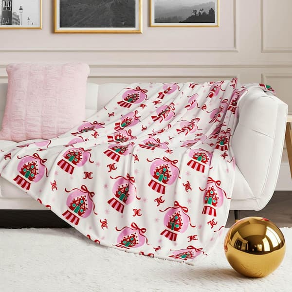 Snowglobe White Plush Microfiber Throw Blanket