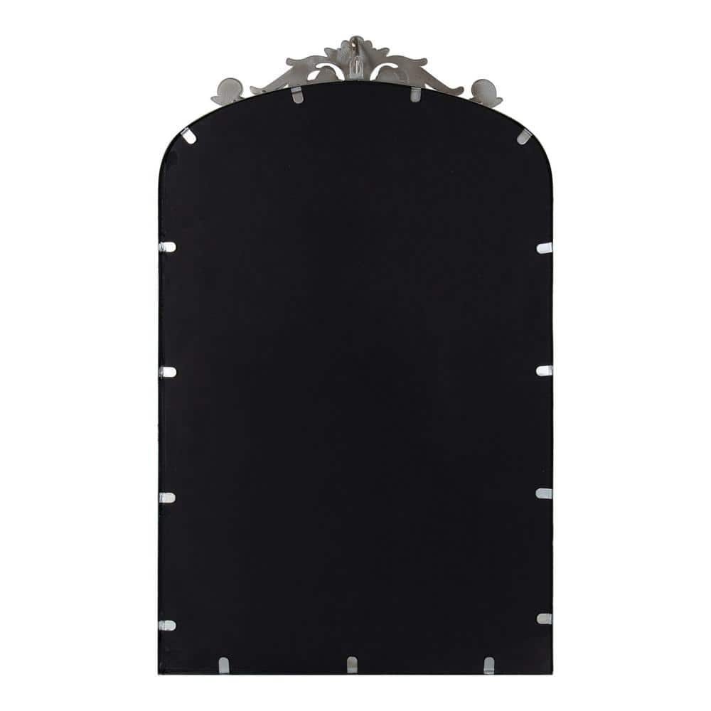 Elegant Arendahl 35" Baroque-Inspired Silver Arch Wall Mirror